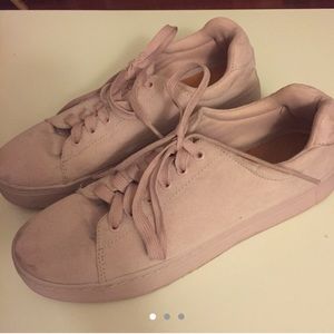 H&M platform pink velvet sneakers